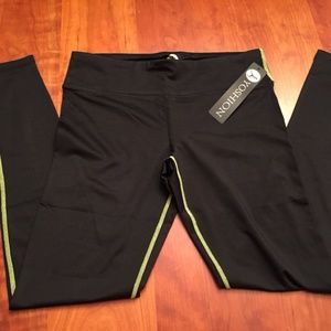 Yoshion Yoga Pants  Black/Lime Stiching - NWT
